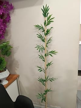 1 adet Dekoratif Yapay Bambu çubuğu, 180 cm,boyunda Üzerinde 15 adet Yaprak mevcut olup, Doğal Gerçek Fırınlanmış Bambudur
