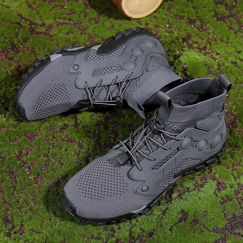 Mens High Top Water Shoes Breathable Hiking Shoes Quick Drying Sports Aqua Barefoot Shoes Non Slip Walking Fishing Shoes