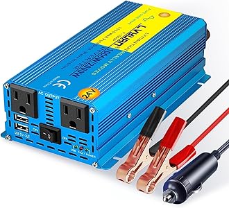 LVYUAN 1000 Watt Pure Sine Wave Power Inverter 12V DC to 110V/120V AC Converter with 2 sockets and USB Port for Car Truck Family Solar System,RV, Truck,Road Trip & Emergency