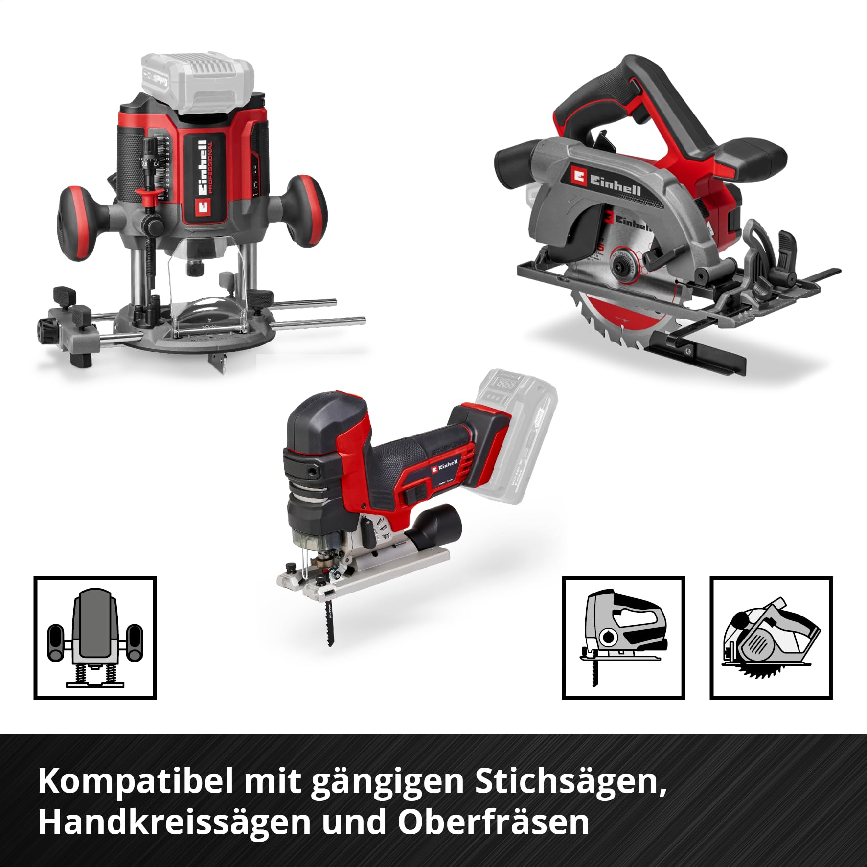 Einhell Universal-Sägeschiene, 2-tlg. (max. Spannweite 2500 mm, Spannkraft 50 kg, Aluminiumprofil, rutschhemmende Klemmflächen, Schnellspannmechanismus, kompatibel mit Stichsägen & Handkreissägen)