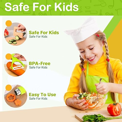 Miniatura 3 de Juego de cuchillos para niños pequeños, 13 piezas, cuchillos para cocina real, juego de cuchillos de cocina seguros Montessori para niños pequeños,