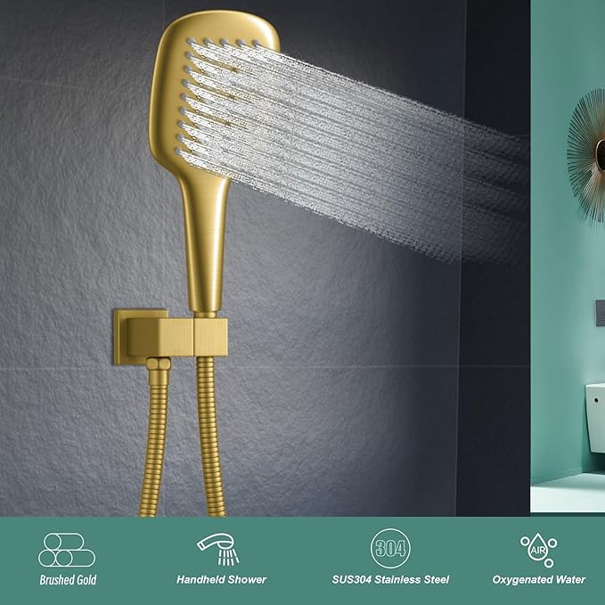 Regadera de Mano Brushed Gold con Manguera de 59 pulgadas miniatura 6