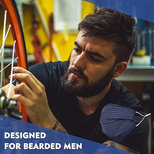 Miniatura 3 de Mascarilla facial para hombres barbudos, extra grande XL, máscara facial con alambre para la nariz, lavable, reutilizable, transpirable, ajustable,