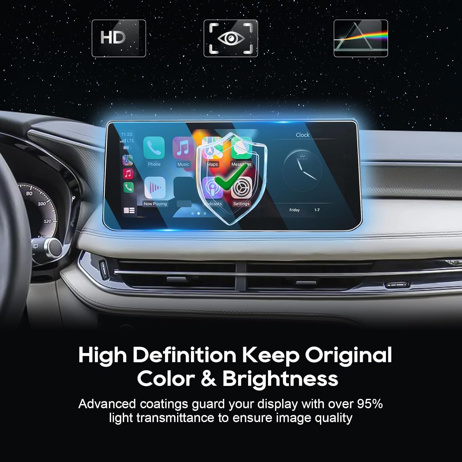 For 2025 Infiniti QX60 Screen Protector 2022-2025 QX60 (Pure/Luxe/Sensory/Autograph) 12.3 Inch Navi Touchscreen [HD Glass] 2022-2025 QX60 Accessories Anti-Fingerprint 9H Hardness Tempered Glass*
