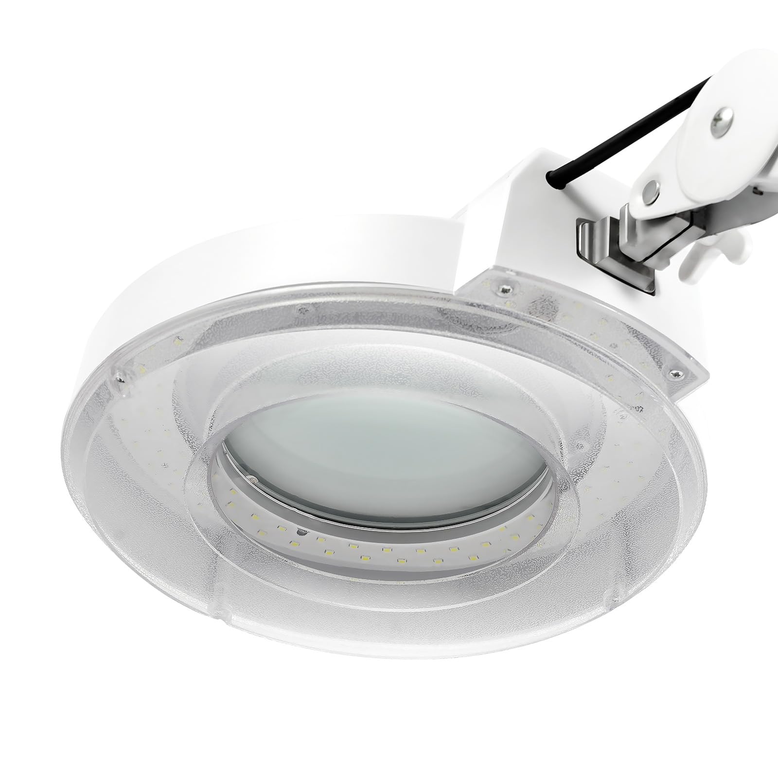 Kosmetische Lupenlampe LED Lupenleuchte auf Rollstativ Kosmetik Arbeitsleuchte Kosmetiklampe Kosmetikleuchte Lupenleuchte Set Arbeitsplatzlampe Schwenkarm Vergrößerungslampe Weiß 24W