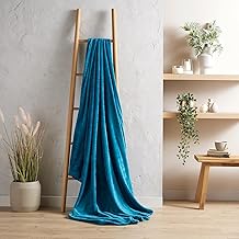 Flannel Fleece Throw Blanket Fluffy Super Soft Warm for Bed Sofa Couch Chair Lightweight and Cozy Solid Design Throw (Teal, 150 x 200 cm)