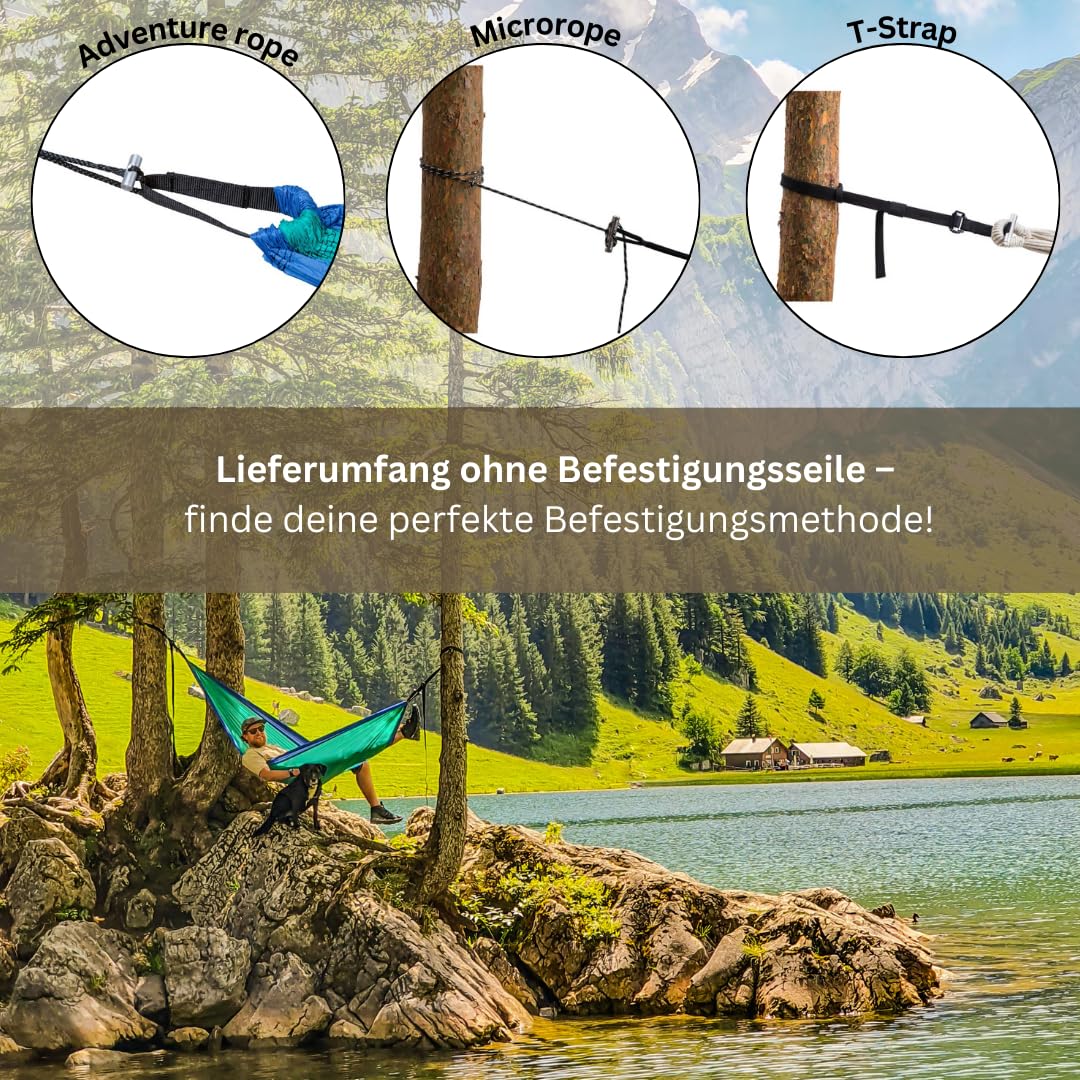 AMAZONAS Hammock Hammock Hammak Ultra Light Ice Blue Hamac King Size Le Plus léger au Monde 180 g 275 x 140 cm Dimensions plié 18 x 6 cm jusqu'à 150 kg