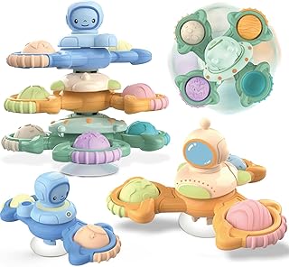 3PCS Suction Cup Spinner Toy - Sensory & Fidget Bath Toys for 2-3 Year Olds, Boys & Girls - Ideal Gift for Toddlers, Spinning Tops.