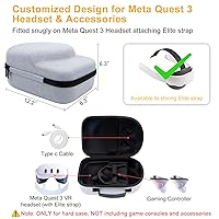Vista 9 de XINGFUDAO Large Carrying Case Compatible with Meta Quest 3/3S, Protective Storage Bag Fit for Kiwi Design and Bobovr Battery Headstrap (Black)