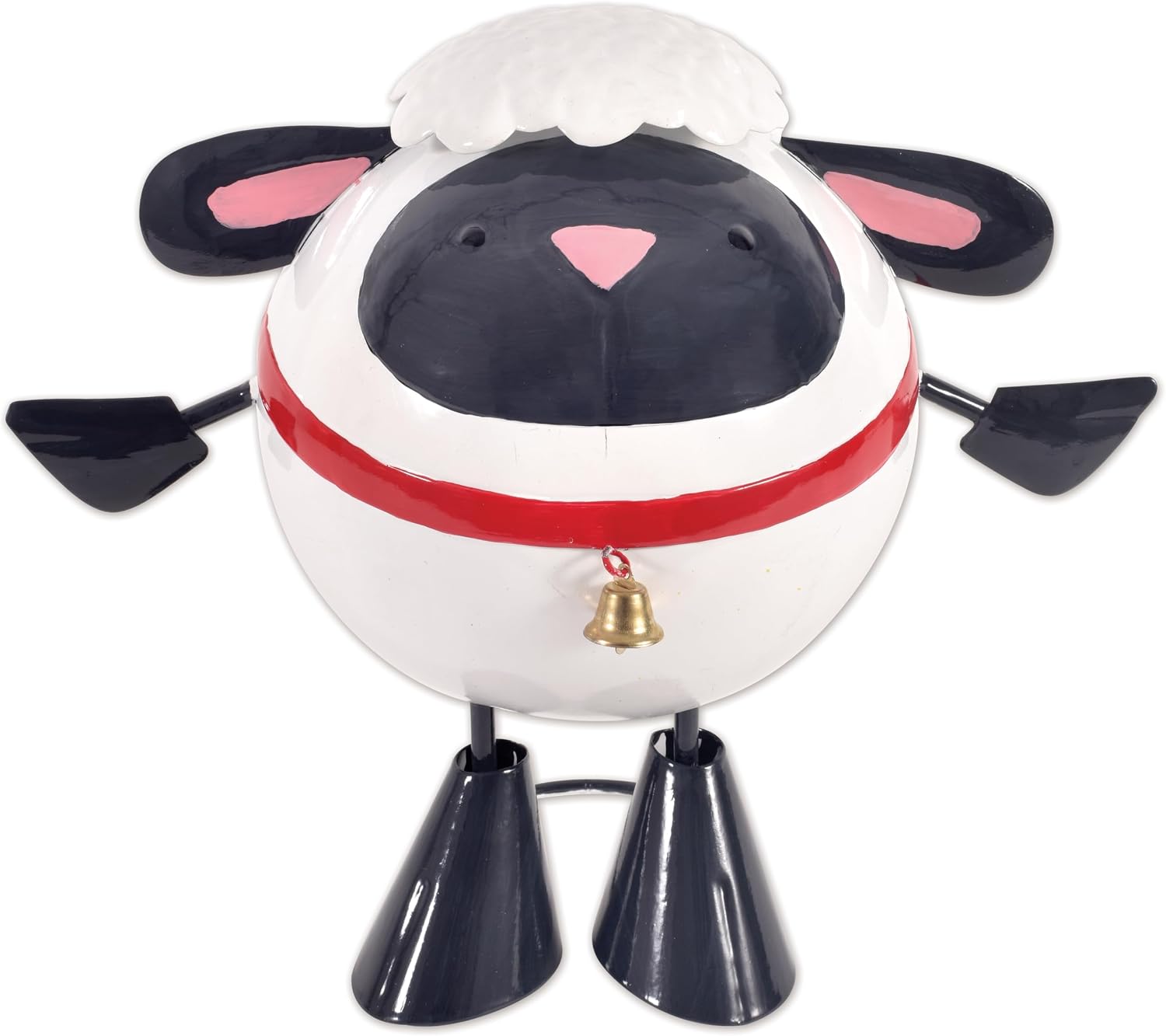Sunset Vista Designs Funny Yard Decor - Belly Acres Farm Baabara Sheep Ball-Shaped Metal Garden Sculpture, Approx. 13.3" x 16.5" x 22.4", Porch Sitter