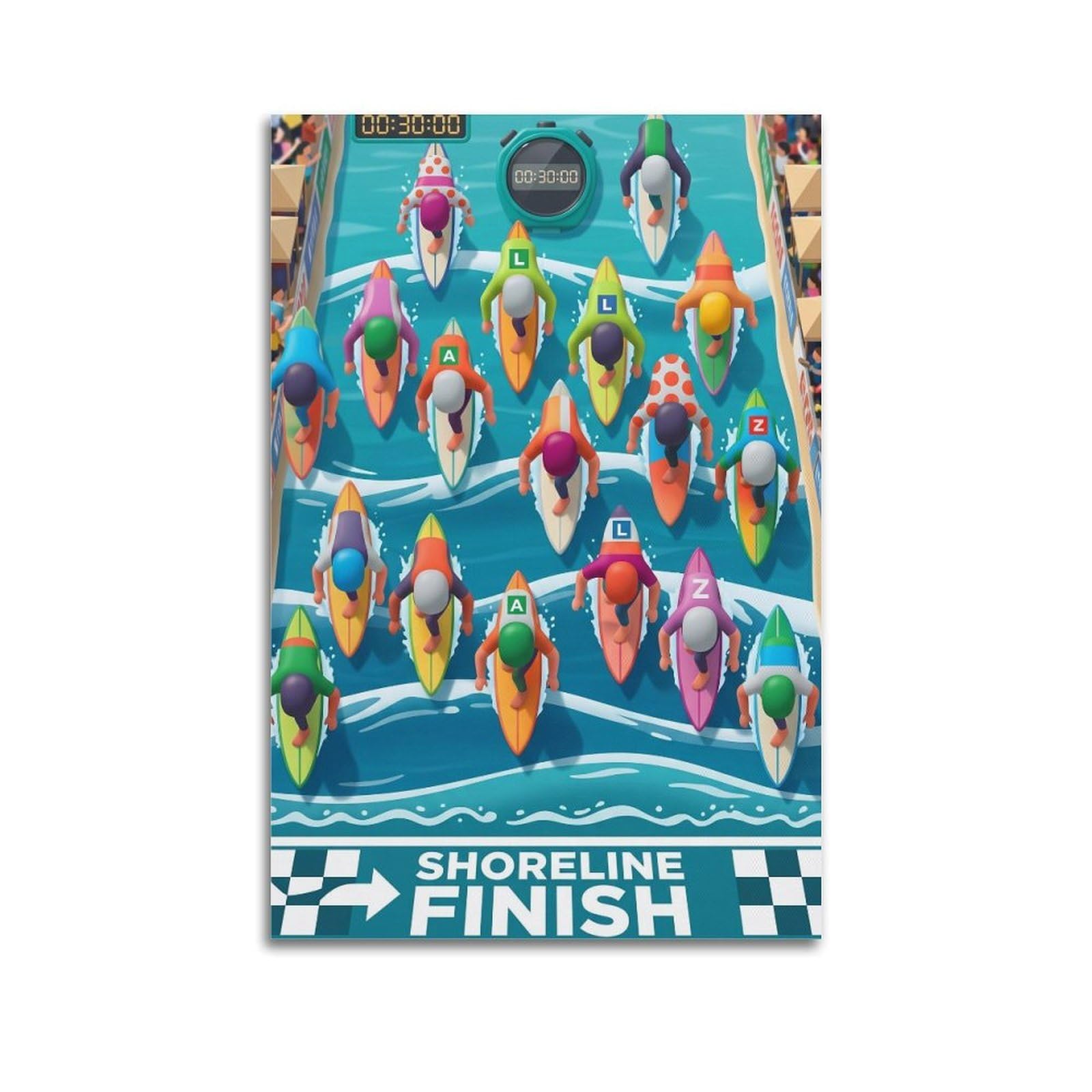 OLYHTR Surfing Competition Poster Modern Decorative Canvas Prints - Ideal Wall Art for Family, Man Cave, Game Room, Boys & Girls Bedroom 24x36inch(60x90cm)