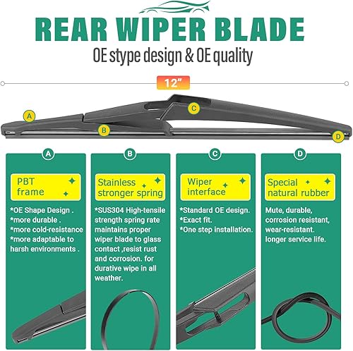 Vista 300 de 26" 20" 16" Windshield Wiper Blades Replacement for Dodge Grand Caravan 2008-2020 / Chrysler Town & Country 2008-2016 Premium All Weather Front Rear