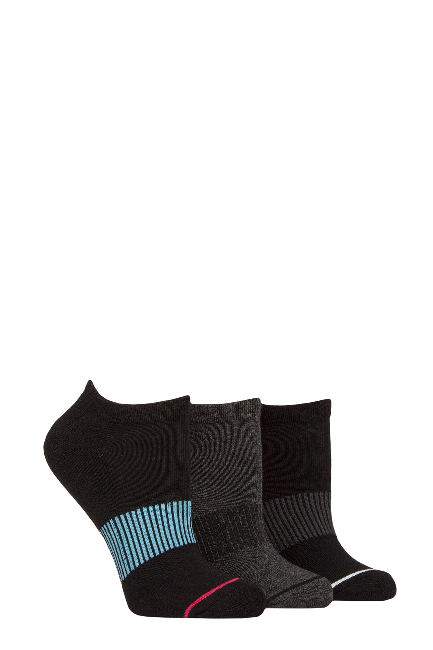 SockShop Wildfeet Ladies Half Cushioned Bamboo Sports Socks Pack of 3 (UK, Numeric, 4, 8, Regular, Regular, Black/Charcoal)