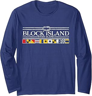 Block Island Rhode Island Nautical Boat Flag Long Sleeve T-Shirt