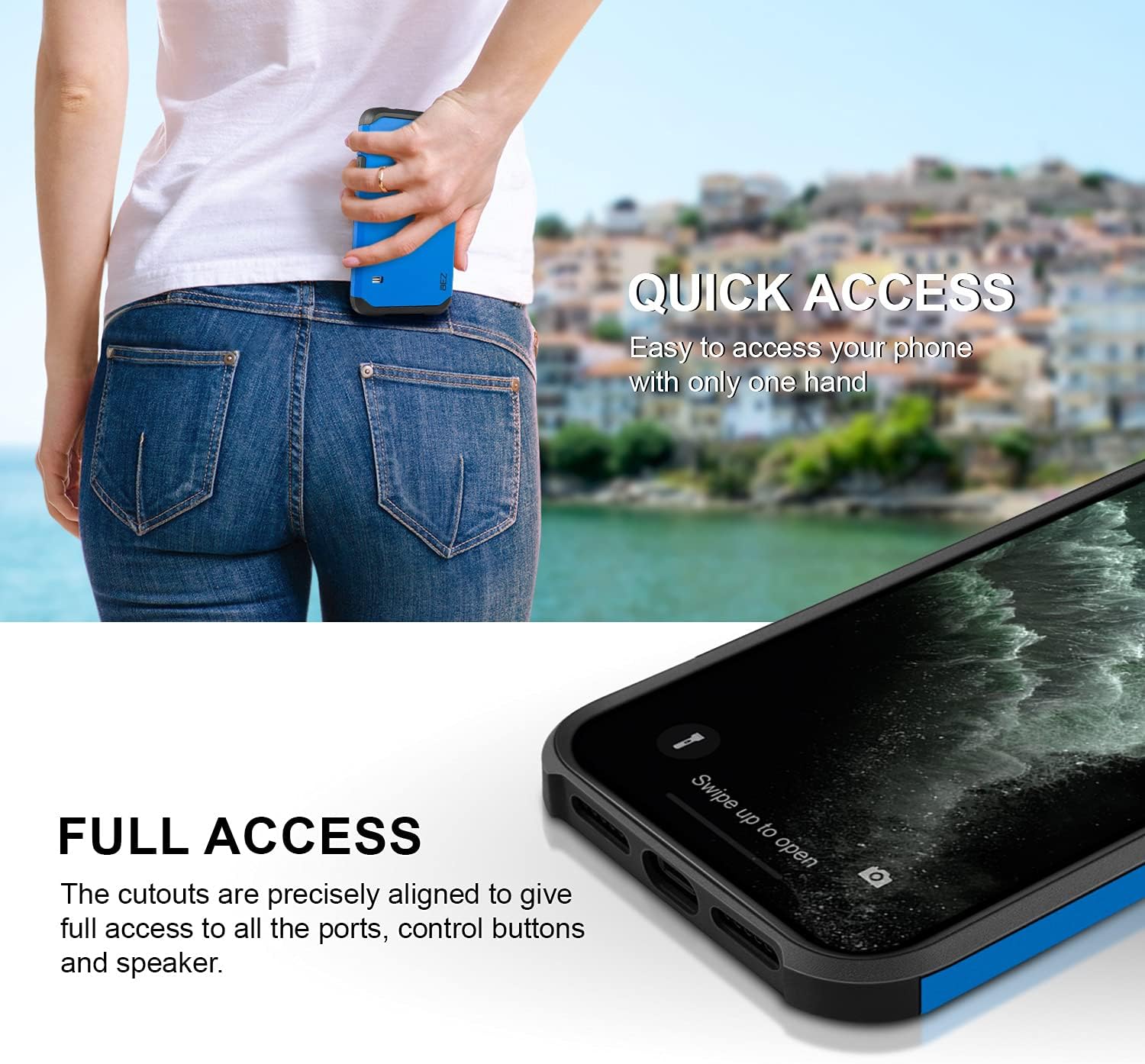 Galaxy S5 Case, BEZ® Shockproof Case Cover, Shock Absorbing Case Best Heavy Duty Dual Layer Tough Cover for Samsung Galaxy S5 - Blue Navy