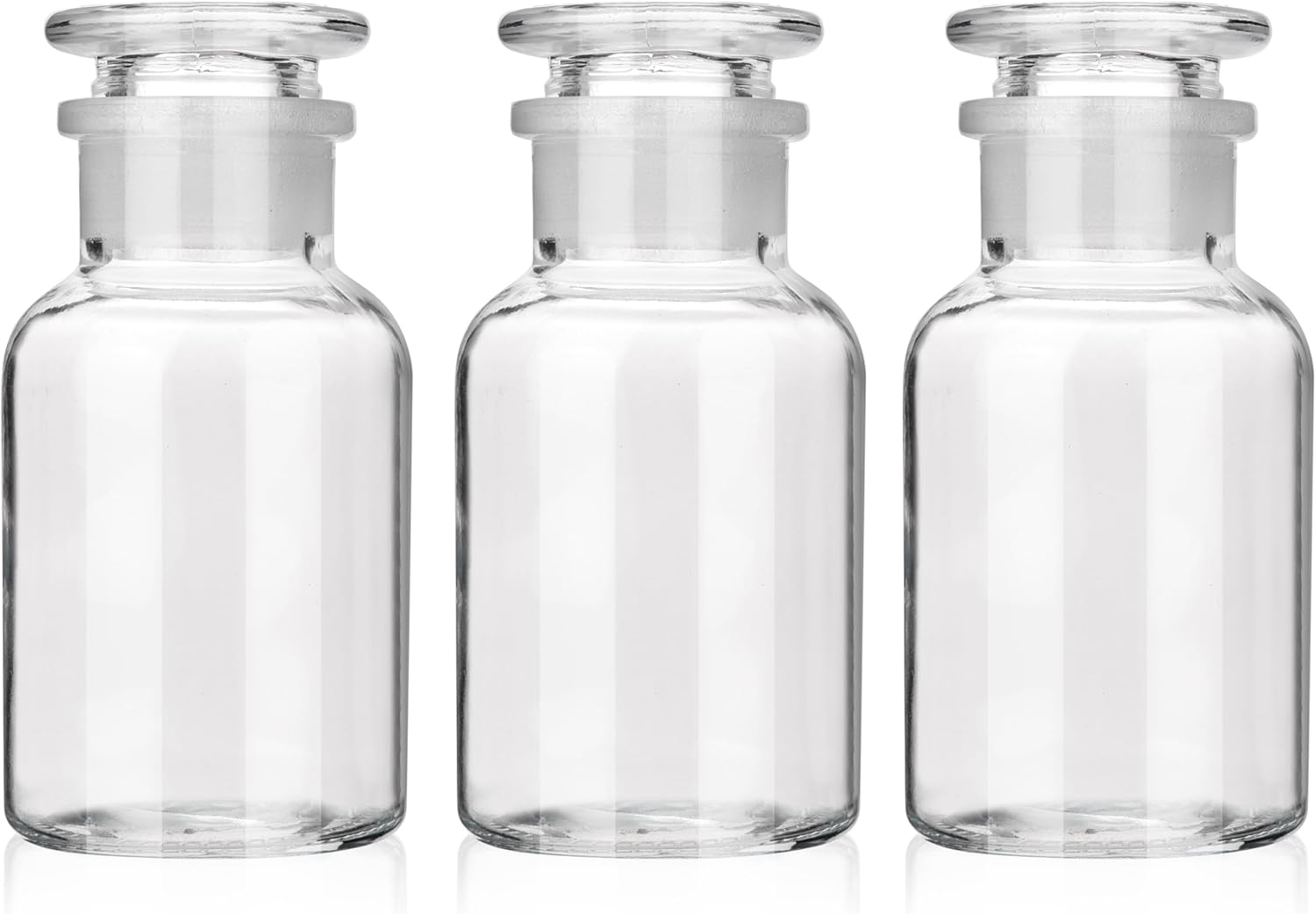 4 PCS Kestun Lab Glass Reagent Bottle,Wide Mouth Glass Storage Bottle with Ground Stopper,Decorative Bottles/Vase (Clear, 60ml)