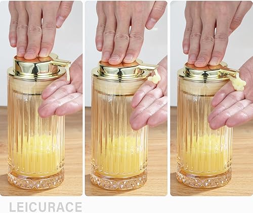 Miniatura 5 de Dispensador de jabón líquido de vidrio, dispensador de líquido recargable con bomba dorada, dispensador de jabón de manos para baño, cocina,