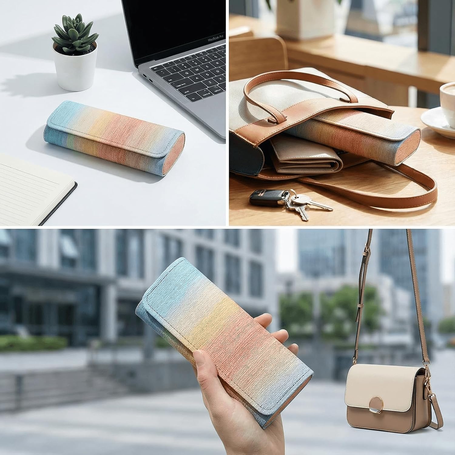 2 Pack Hard Shell Glasses Case, Gradient color Sunglasses Case, Eyeglass Case Holder for Women Men, Protective Case For Sunglasses and Eyeglasses