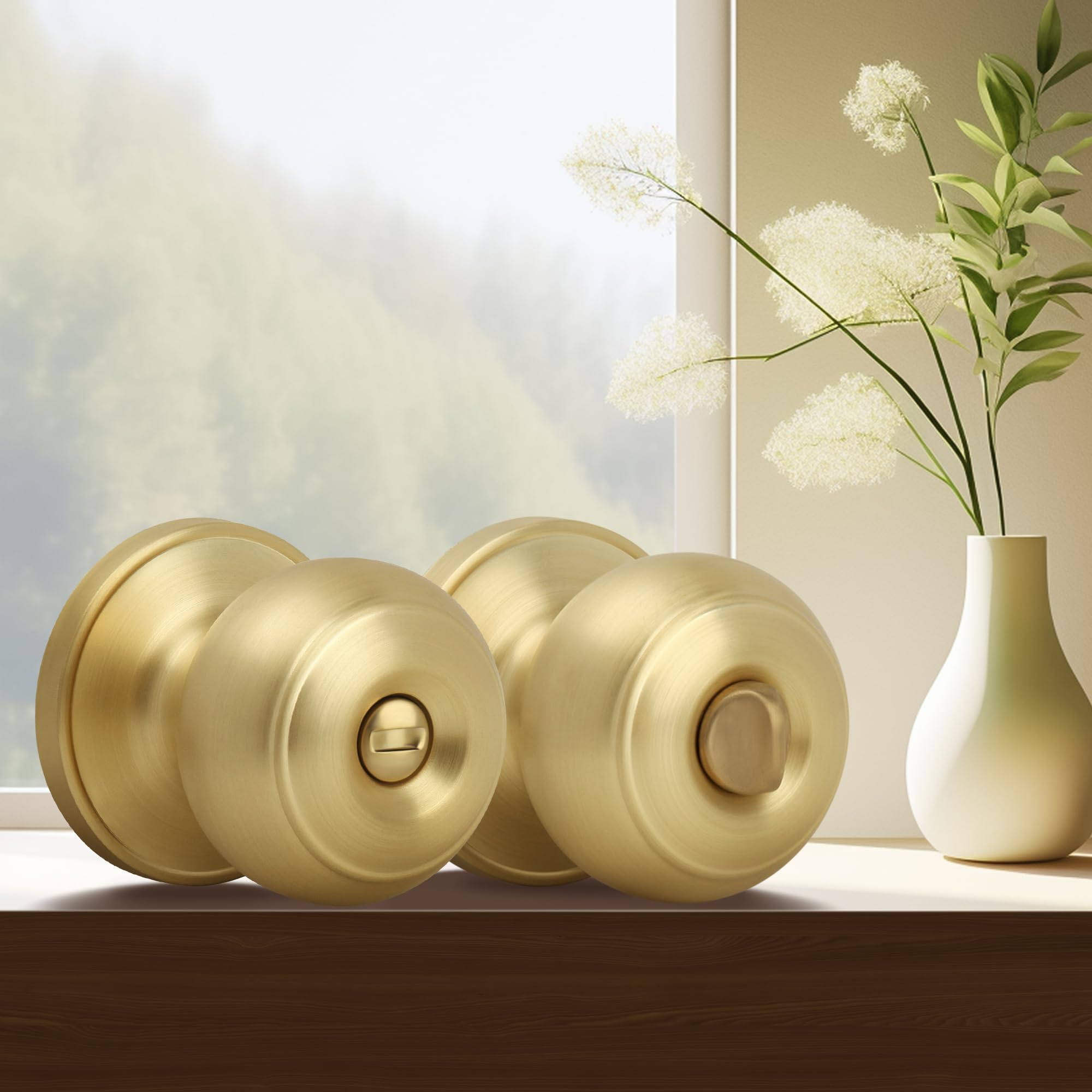 Moquin Gold Privacy Door Knob - Keyless Security -8