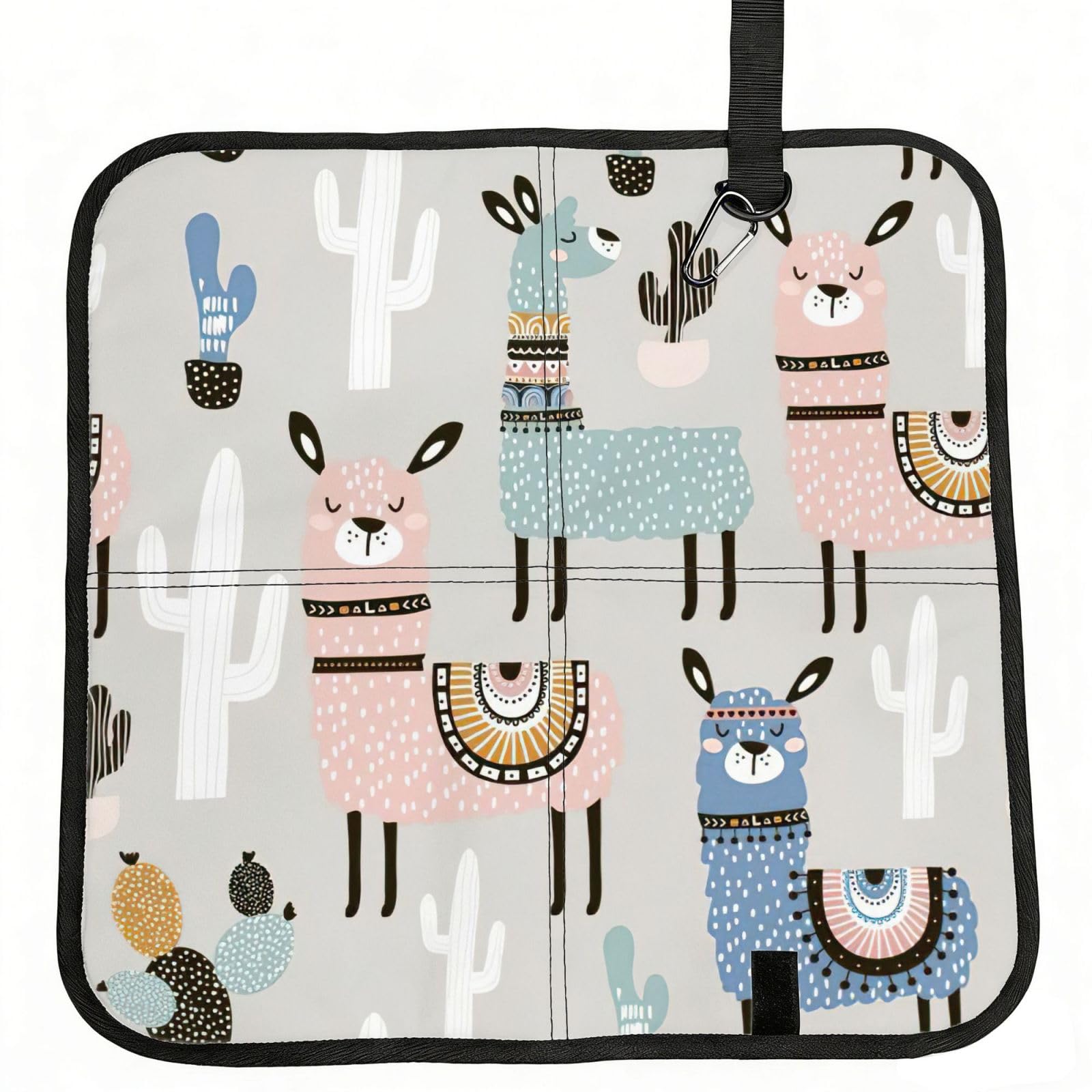 bghdfa Llama Cactus Print Outdoor Sitting Mat Waterproof Oxford Cloth Seat Cushion Folding Foam Camping Seat For Picnic
