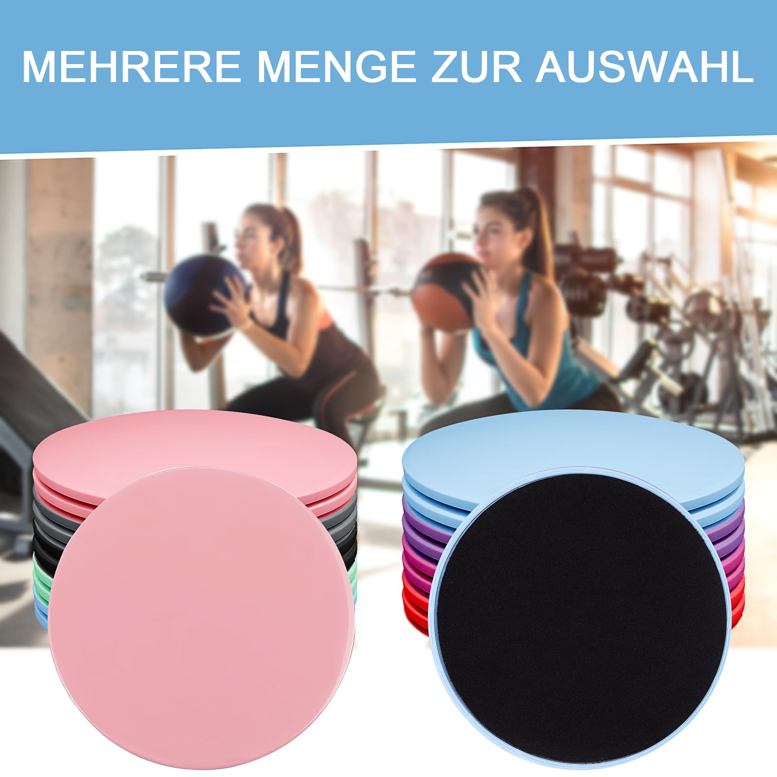 20 Fitness-Slider, 18 cm, doppelseitig für Teppich und Hartboden | Für Core-Training, Yoga und Pilates – leicht und kompakt für Fitnessstudio, Zuhause und unterwegs