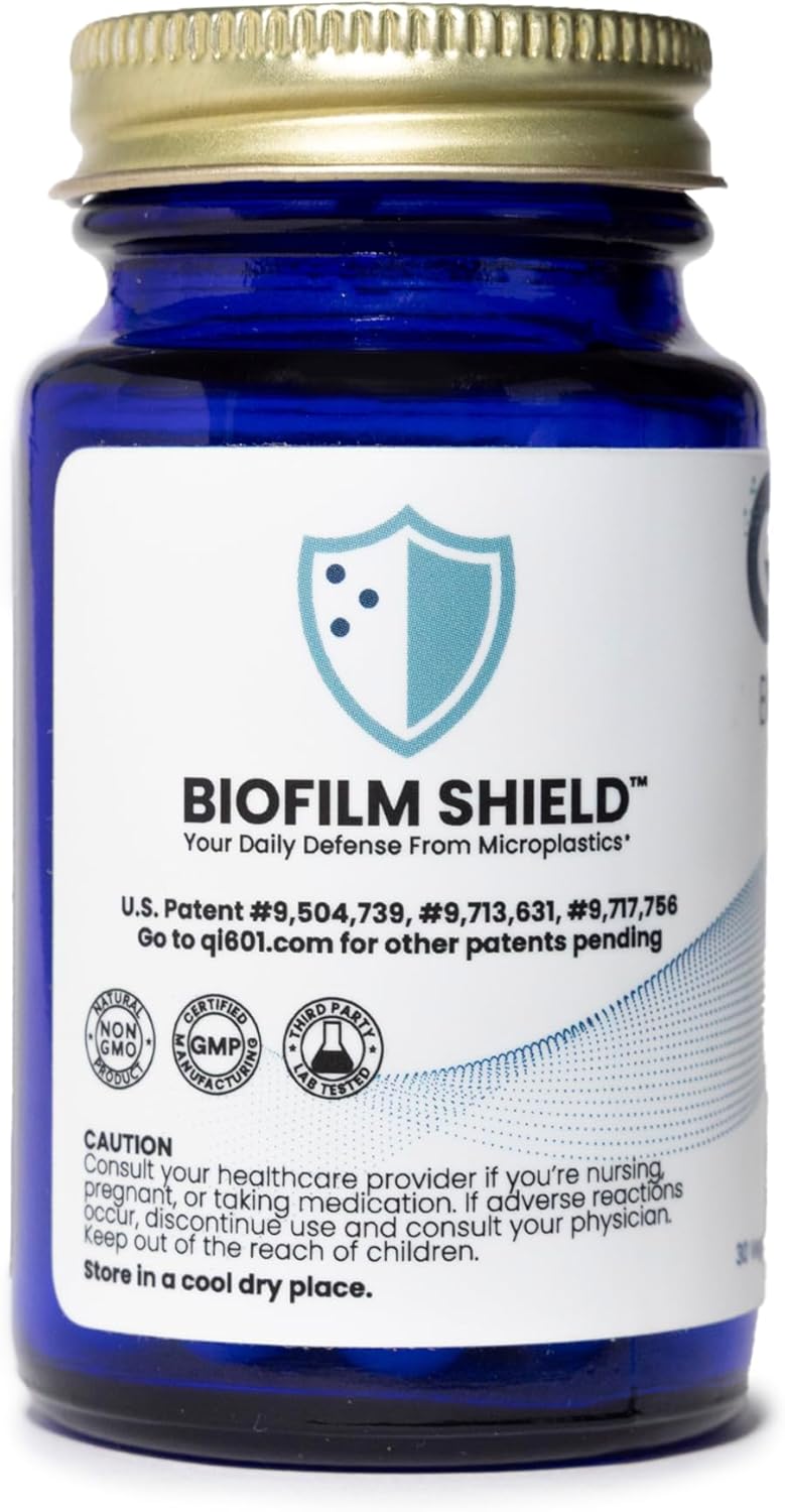 Qi601™ Microplastics Detox with Probiomic® Technology, Your Daily Defense from Microplastics. Fights Microplastics with a Biofilm Shield™. 30 Capsules