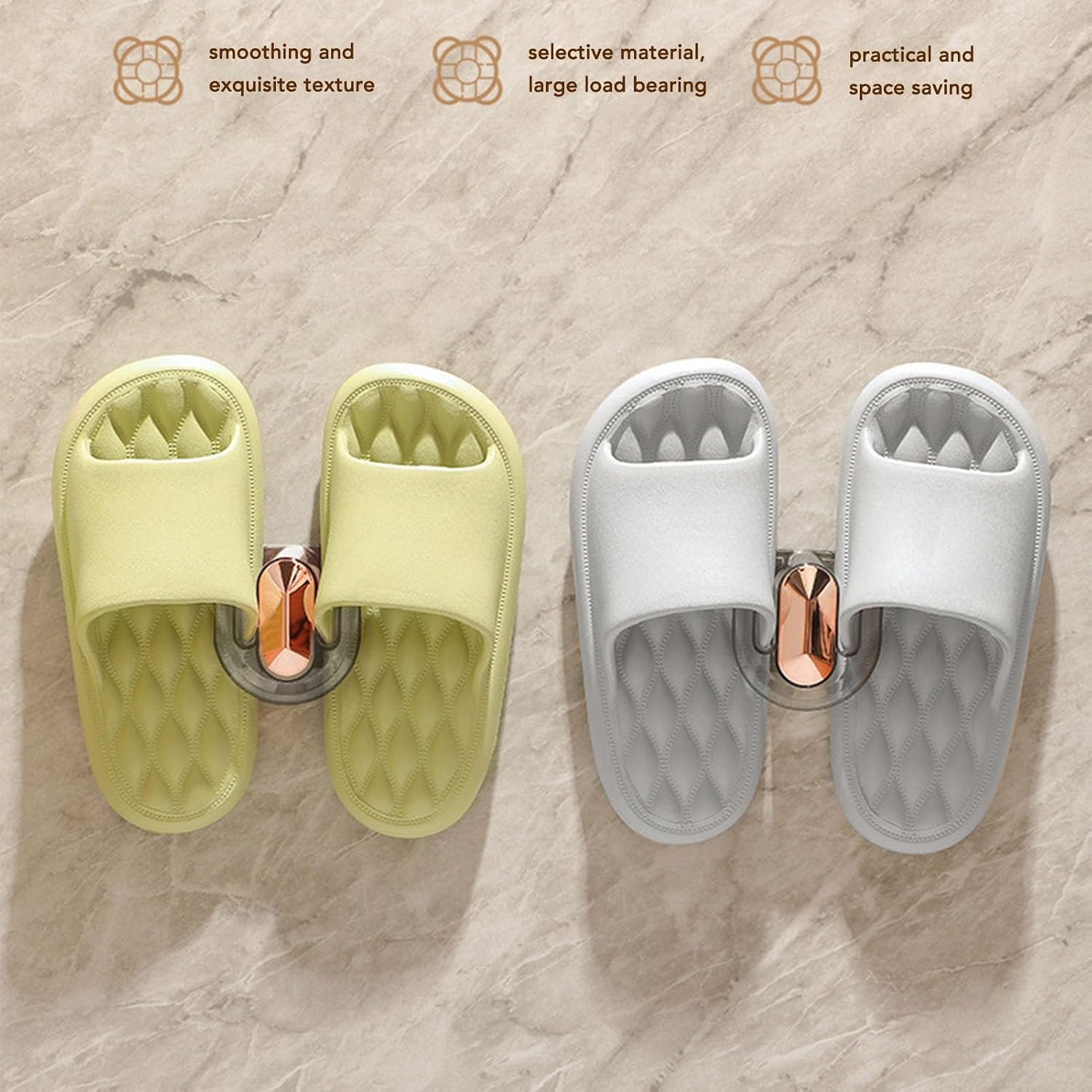 Semme Wall Mounted Slipper Rack, Quick Drainage Space Saver