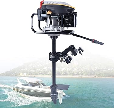 4 Stroke 3.2KW Outboard Motor Boat Engine, 170 CC Fishing Boat Motor Engine with Air Cooling Heavy Duty Boat Engine Motor Marine Engine with TAS Ignition System, 3600 r/min