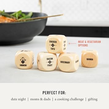 Two Tumbleweeds Foodie Dice Seasonal Dinner Inspiration - Set of 9 Dice | Roll to Decide What to Cook. Includes Take Out Die. Unique Cooking Gift for Foodies, Chefs & Couples