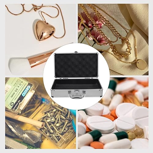 Miniatura 9 de Healifty Caja de transporte de aluminio Estuche de transporte Herramientas Contenedor Caja de aleación Estuche de transporte Herramientas Contenedor