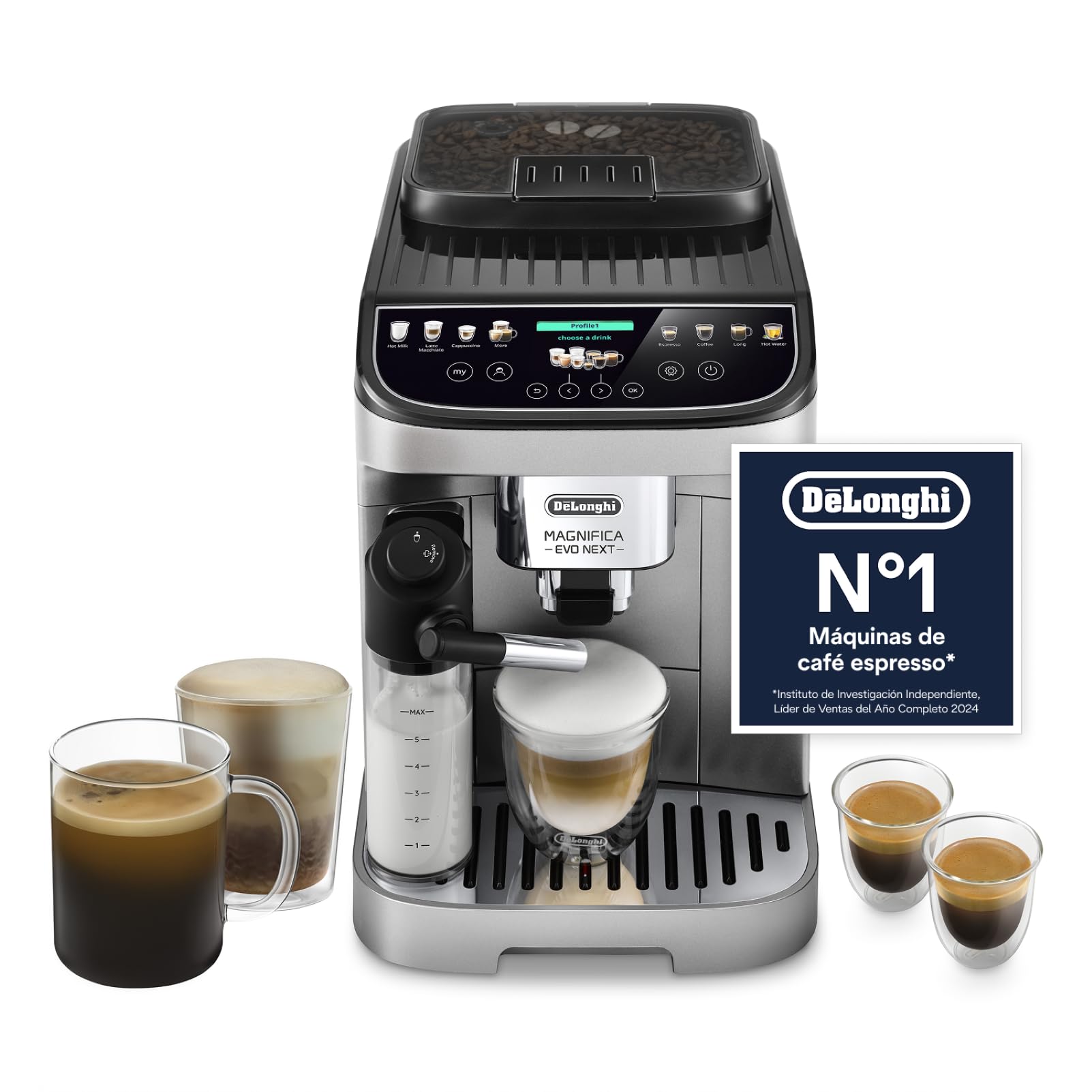 De’Longhi Magnifica Evo Next – Perfetto Cafetera Superautomática, LatteCrema Jarra de leche automática, 13 Bebidas One-…