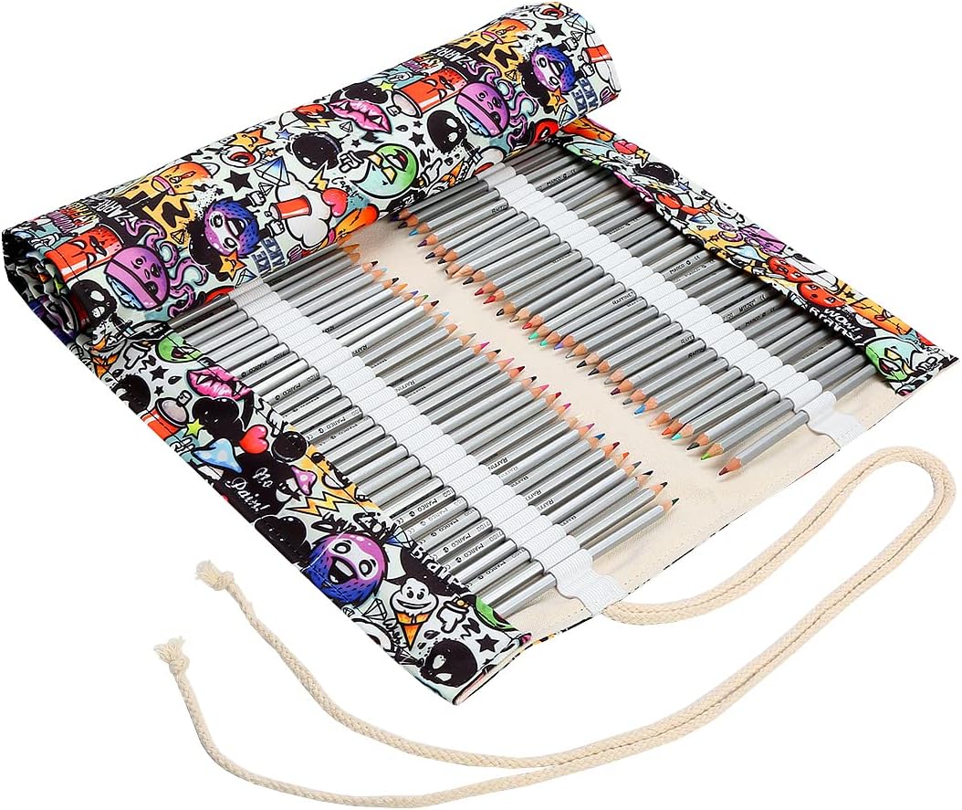 168 Slot Pencil Roll Wrap Up Pencil Pouches Holder，Travel Drawing Coloring Pencil Roll Organizer for Watercolor Pens or Markers, Pencil Case Organizer for Artist