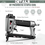 Pneumatic Staple Gun, NEU MASTER 20 Gauge Upholstery Stapler with 1500Pcs T50 1/4", 3/8", 5/8" Staples and BMC Carrying Case, Heavy Duty Staple Gun for Woodworking and DIY Projects