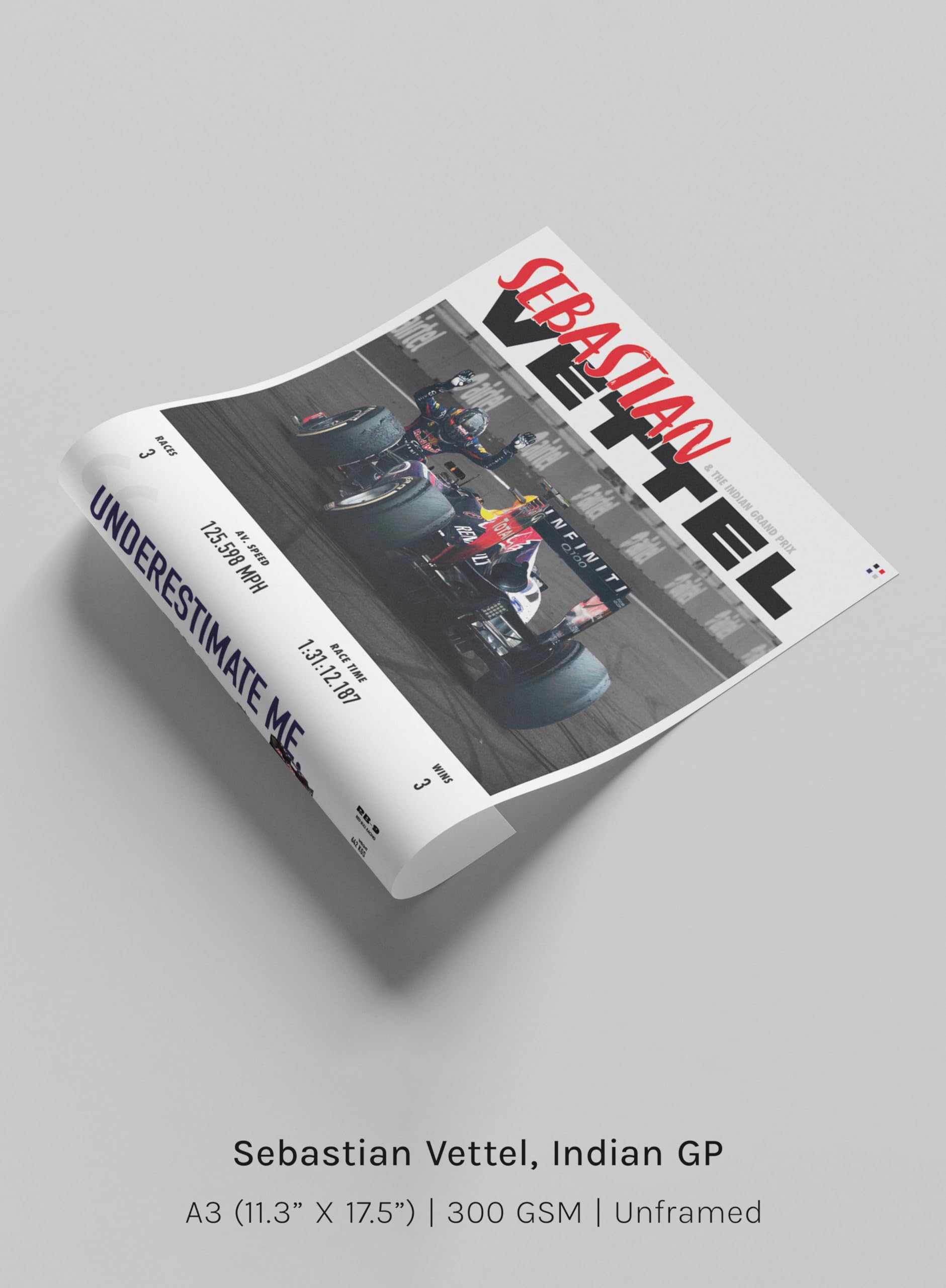 PodiumPe Sebastian Vettel World Champ F1 Poster | Indian Grand Prix Formula 1 Wall Art | A3 | Unframed 4