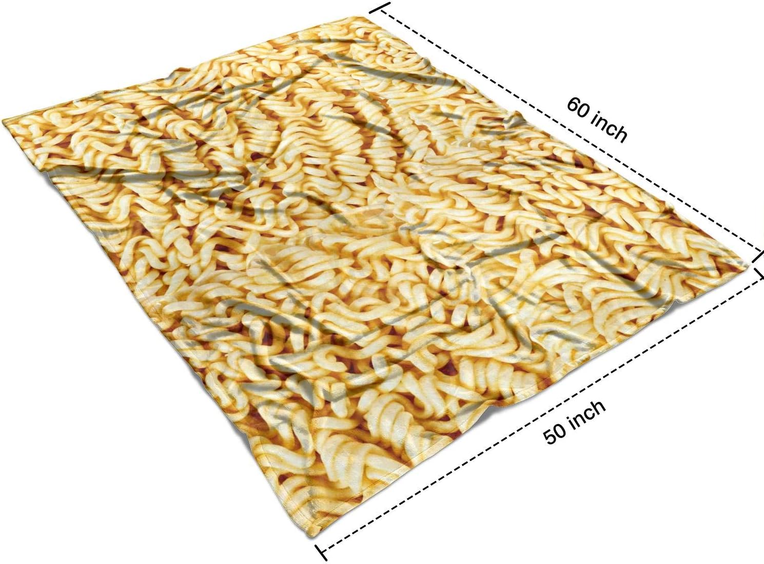 Ramen Noodles Throw Blanket for Teens Boys Girls and Adults Soft Warm Cozy Funny Midweight Food Flannel Blankets for Couch Sofa Bed Camping Travel Home Decor 50" X 60"