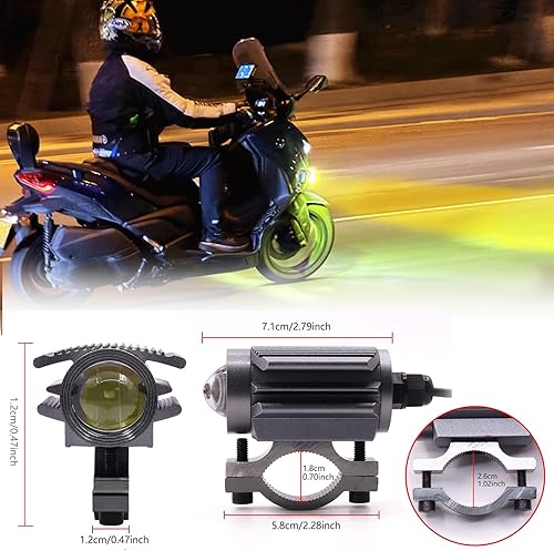 Miniatura 5 de Ourbest Focos de motocicleta con interruptor, luces LED estroboscópicas de haz amarillo y blanco para vehículos agrícolas, equipos pesados para