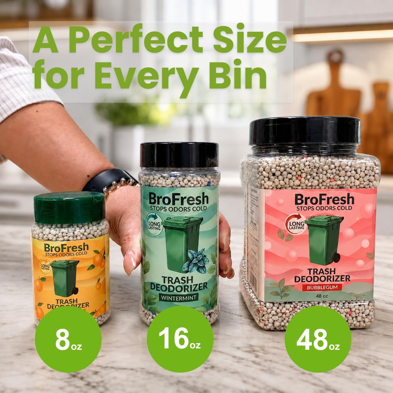 BroFresh Garbage Can Deodorizer, Neutralizes Odor, Absorbs Moisture & Releases Long-Lasting Scent, Safe & Non-Toxic, Trash Can Odor Eliminator (8 oz Twin, Citrus)