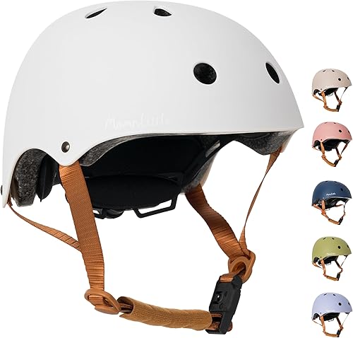 MomnLittle Casco de bicicleta para niños con hebilla magnética rápida sin pellizcos certificado por la CPSC para niños y niñas pequeños Blanco