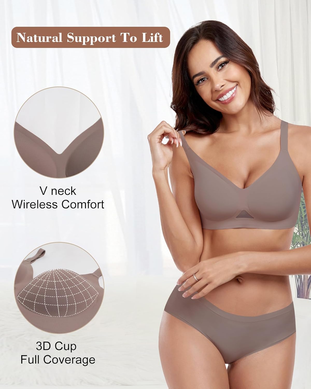 As Fairy Wireless Bras No Underwire Women Bras Mesh Breathable Push Up Comfort Bra Seamless V Neck Bra - Image 3