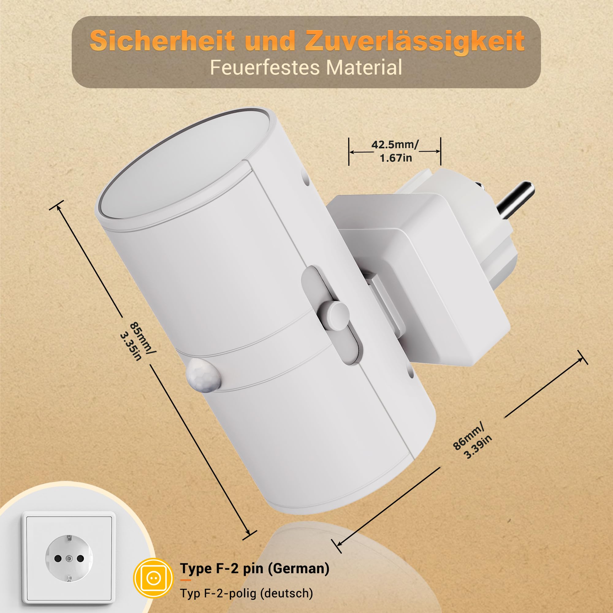 LUCE NOTTURNA 0.5W CON INTERRUTTORE LUCE BIANCA, Luce Notturna - Foto 3