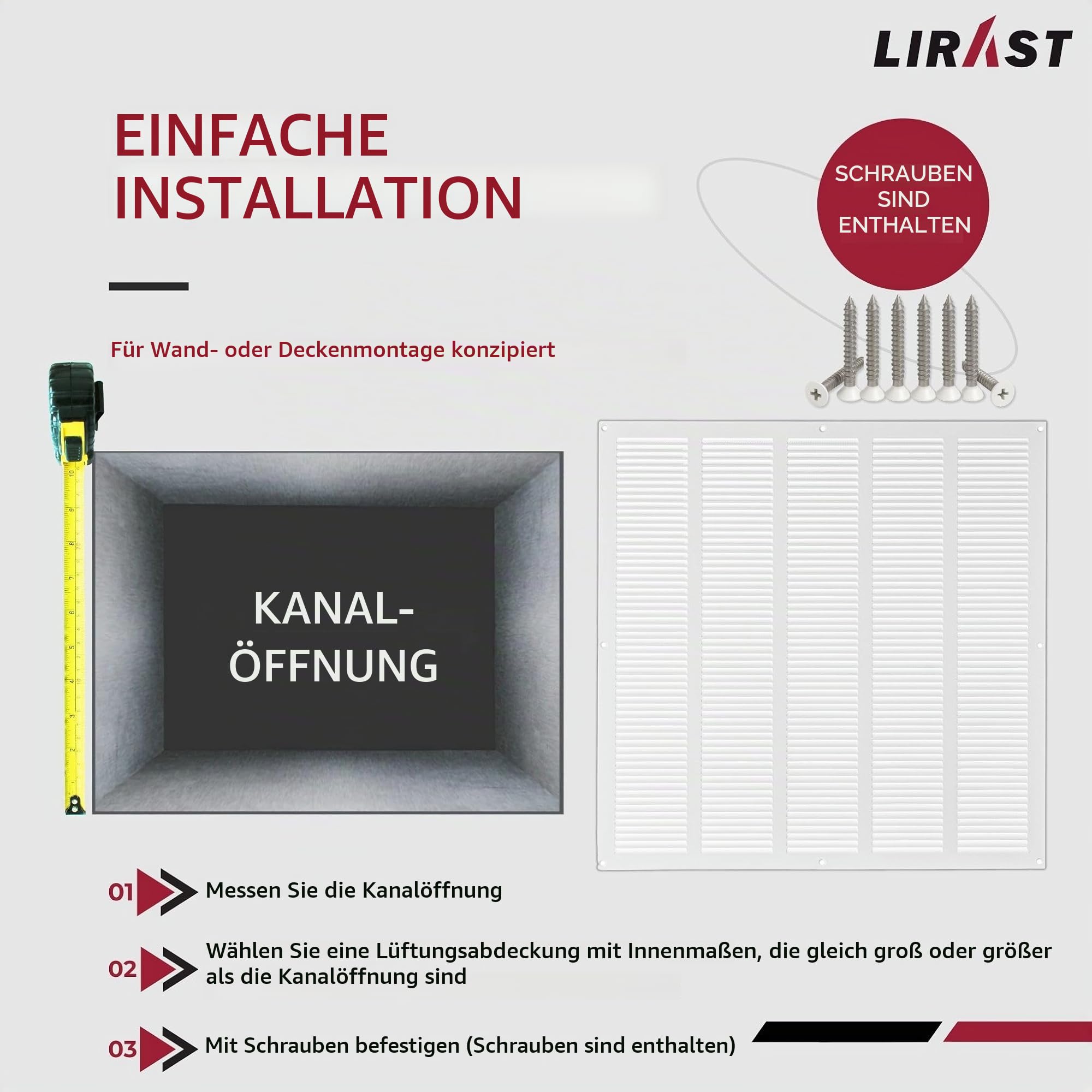 500x500mm Metall Weiß Lüftungsgitter mit Insektenschutz - Gitter für Belüftung - Abluftgitter