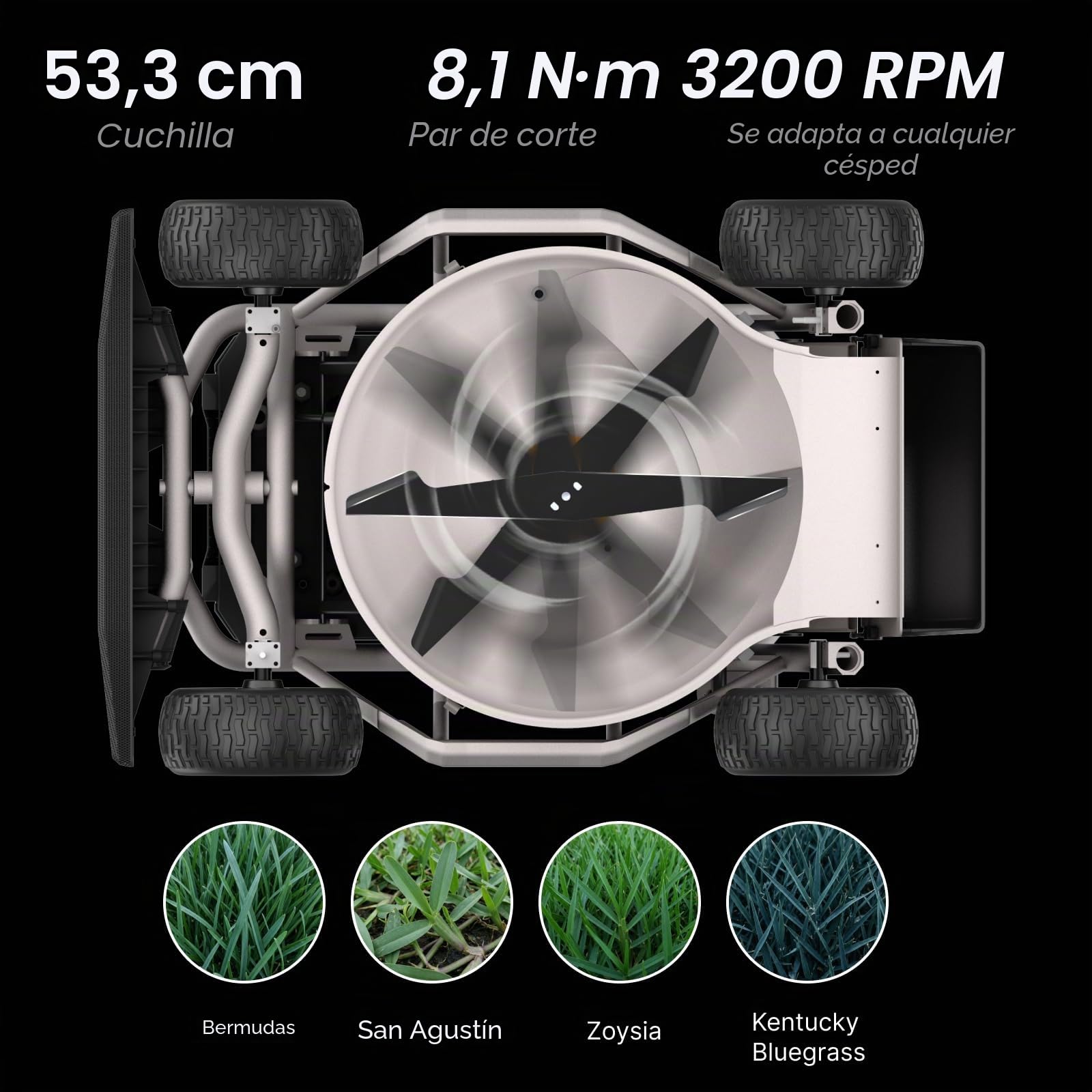 Mowrator Cortacésped con control remoto S1 4WD 56V12Ah, cortacésped multifunción RC con altura de corte de 1.5-4.3 pulgadas, ancho de corte de 21 pulgadas para 75% de pendiente (37°) para cortar 0.75