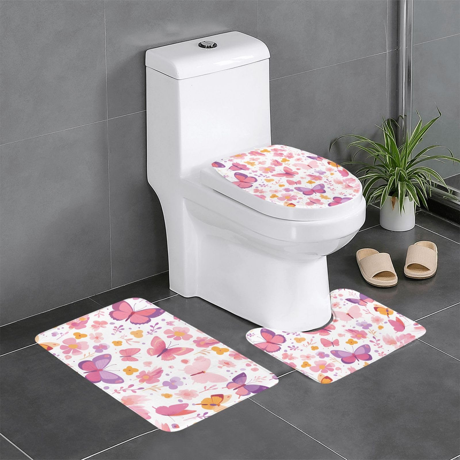 Tapis de salle de bain antidérapants WHJDPP lot de 3 pour toilettes et baignoire