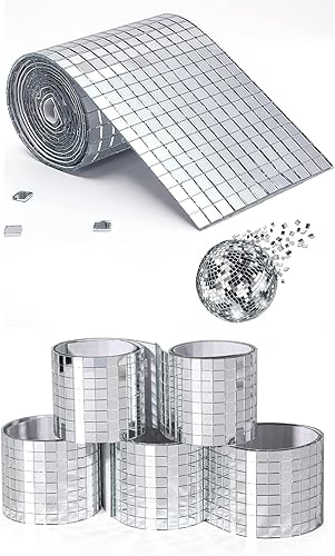 PP OPOUNT 4520 azulejos de bola de discoteca, azulejos de mosaicos de espejo pequeño para manualidades, azulejos de espejo autoadhesivos para