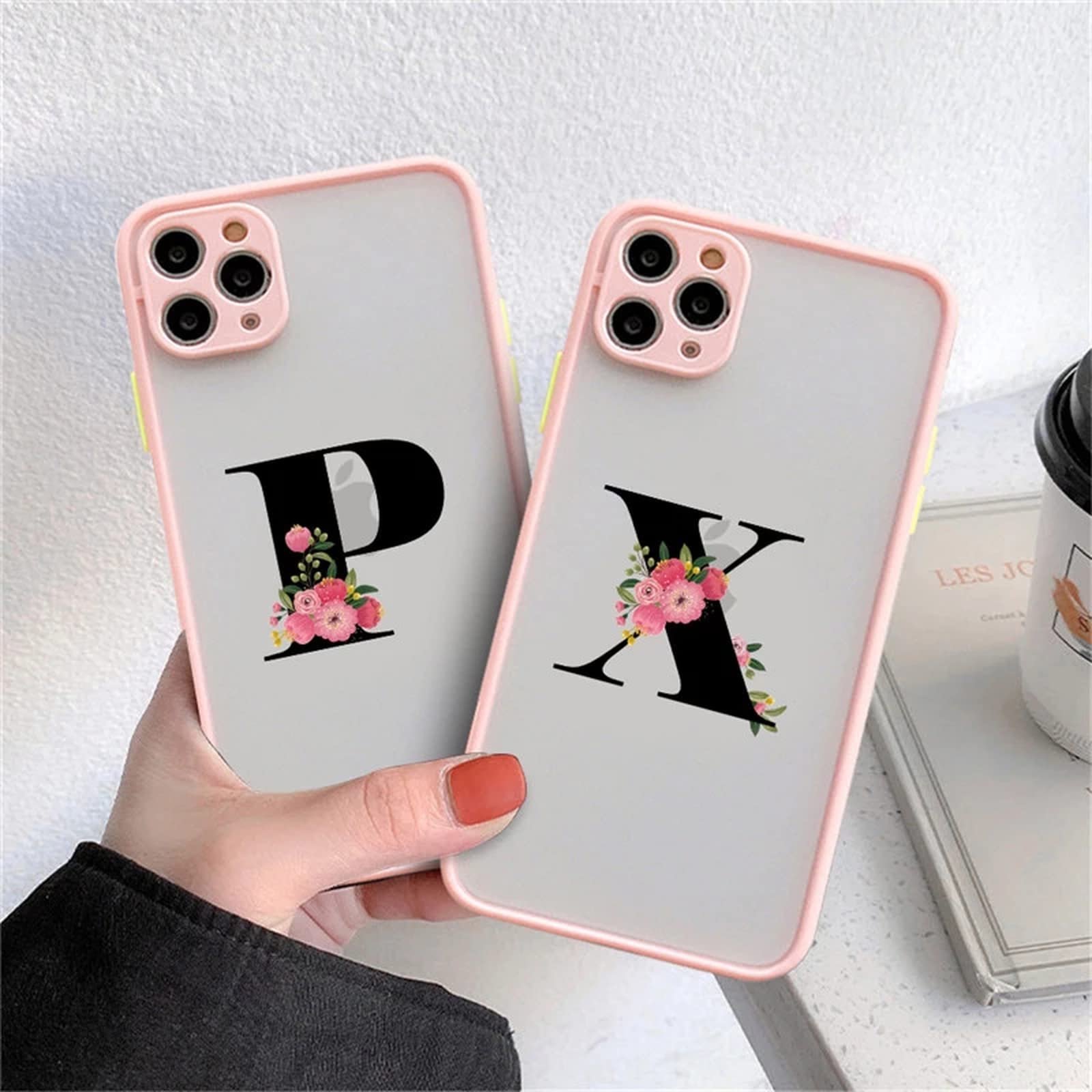 Amazon.co.jp: レトロなピンクの花頭文字 AZ 電話ケース For iphone 13