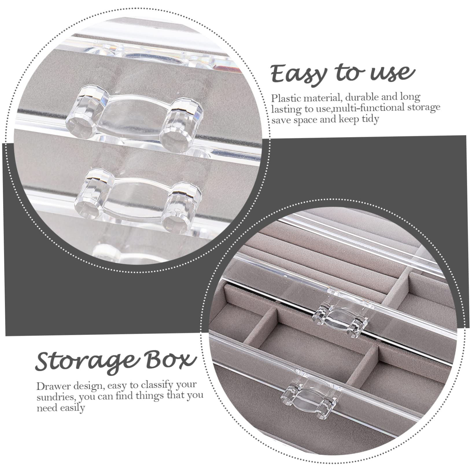 BESPORTBLE Scatola Porta Accessori 3 Scomparti in Plastica e Pelucchi, Organizer da Scrivania per Accessori e Piccoli Oggetti, Design Salvaspazio per Camera da Letto