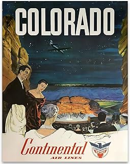Continental Red Rocks Colorado Poster - Unframed 11x14 Art Print - Great Vintage Airline Travel Decor and Gift for Aviation Enthusiasts
