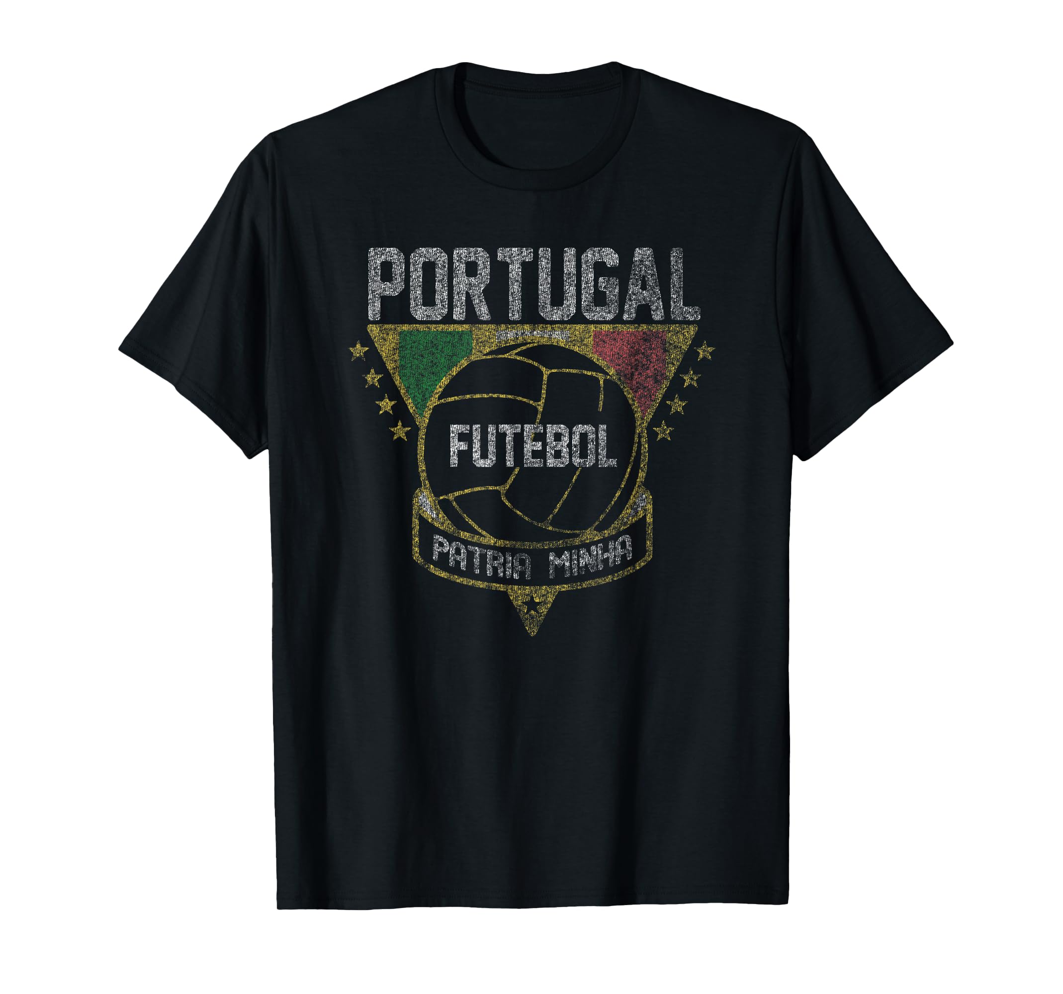 Portugal Vintage Futbol T-Shirt, Black