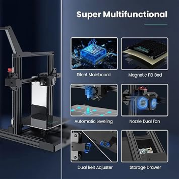 3D printer, hardening machine with adjuster belt, automatic leveling function and material destruction detection device, printing speed 20-100mm/s, free-slicing, for home lab factory