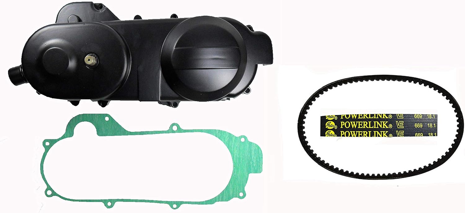 Crankcase Cover (Left Hand) w/Kick Start Gear, Belt & Gasket Short Case GY6 49cc 50cc QMB139 Used on Many Chinese Scooter Models Such as Tao Tao, Peace, Jonway, Ice Bear, Sunl + Others.